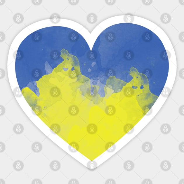 Ukrainian heart, digital watercolor. Ukrainian illustration. Sticker by KateQR